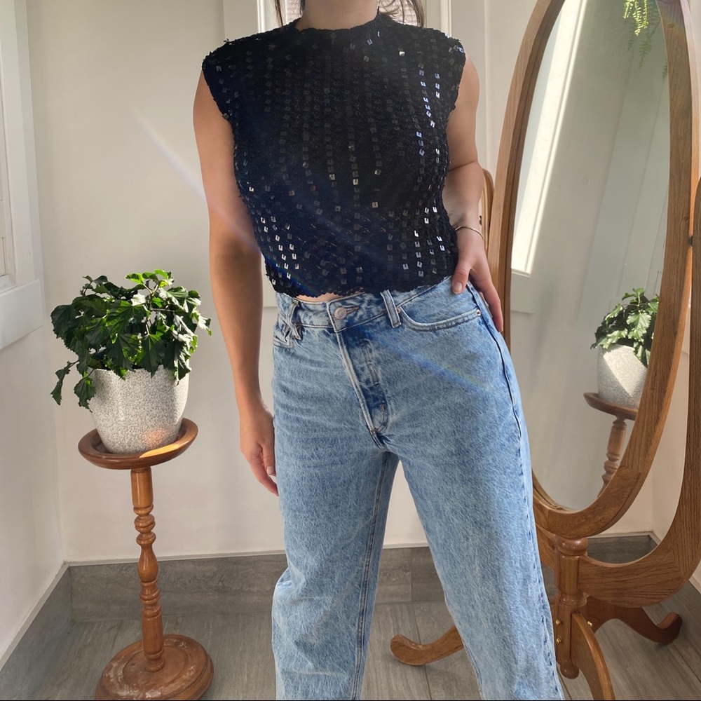 Sequin crotchet tank top